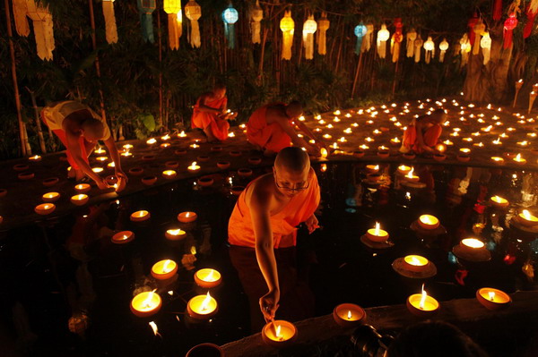 Celebration of Loy Krathong festival in Thailand