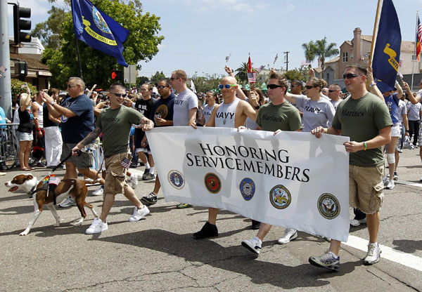 US troops march in San Diego's gay pride parade