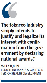 Ministry blasts tobacco award bid