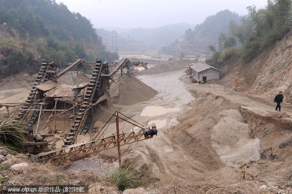 Overexploitation of sand erodes hills of C China