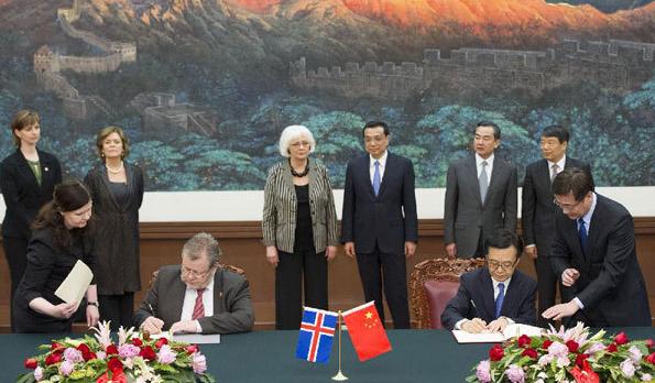 China, Iceland sign FTA