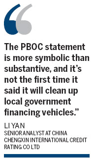 PBOC sets sights on 'zombie' financing vehicles