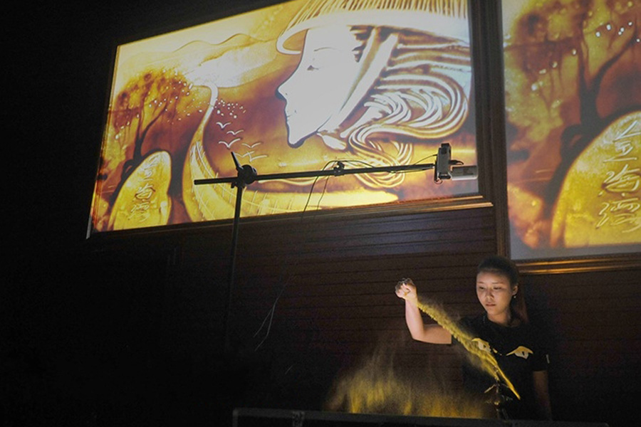 Girl with a sand painting dream