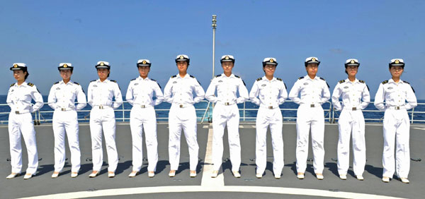 Female soldiers in escort flotilla