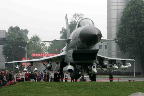 Retired fighter jet on display in SW China