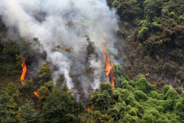 Wildfire burns in SW China