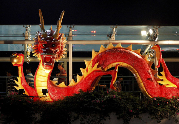 Dragon decorations usher in the Chinese New Year