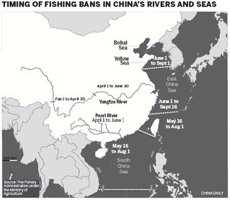 Fishing bans imposed on Pearl, Yangtze