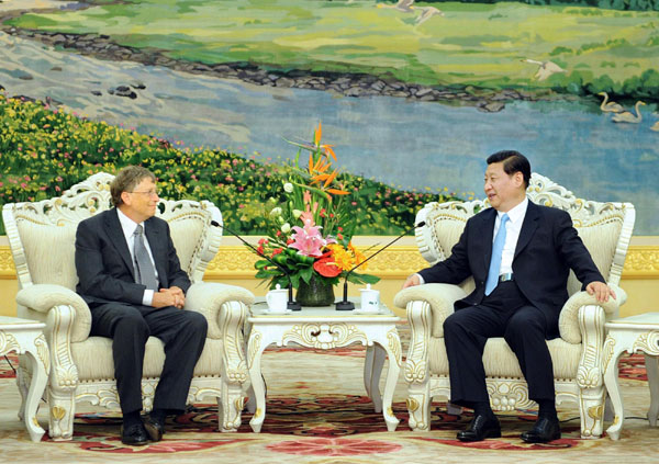 xi jinping Chinese VP talks charity with Bill Gates