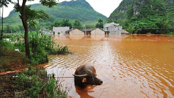 Mud floods village in South China