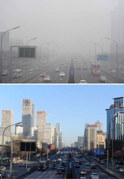 Blue skies return to central, eastern China