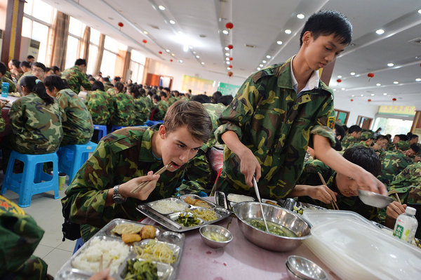 Drilling European students in Chinese military