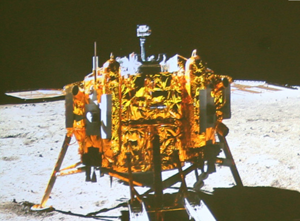 Moon rover, lander photograph each other