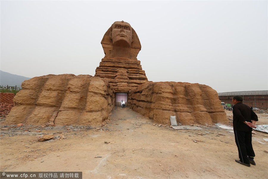 'Egyptian sphinx' built for film shoot in North China