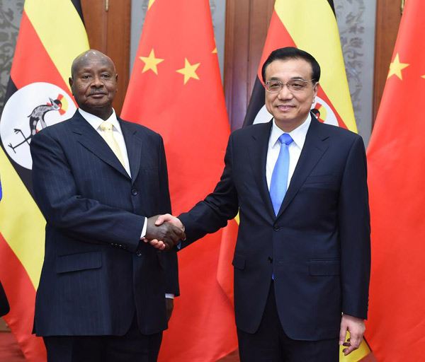 Chinese premier meets Ugandan president