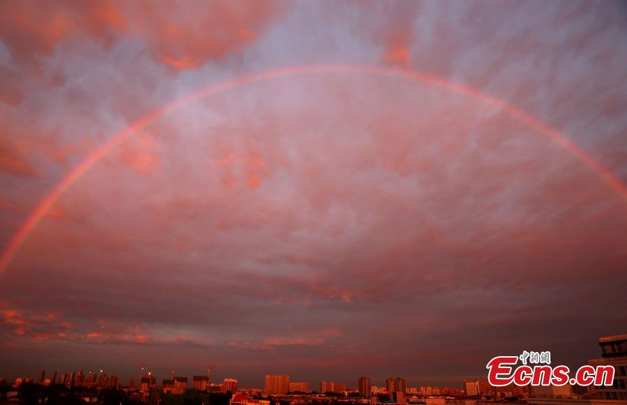 Rainbow seen in Beijing after rain