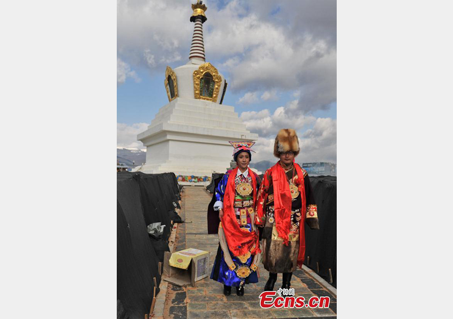 Young couple holds traditional Tibetan wedding ceremony