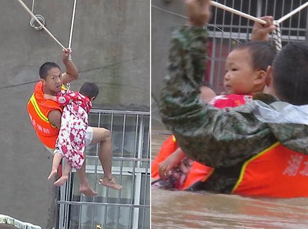 Dramatic stories during China's floods