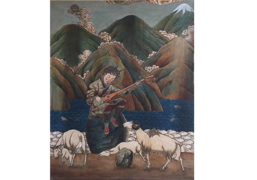 Contemporary Tibetan-styled oil painting exhibition held in Lhasa