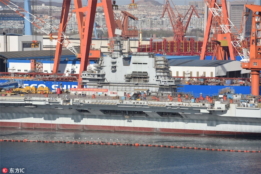 China's first domestically built aircraft carrier completes outfitting
