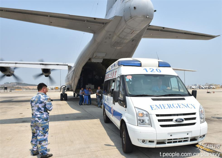 PLA Navy flight suspends mission and transfers patients