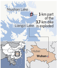 Wuhan merges 2 lakes to help fight flooding