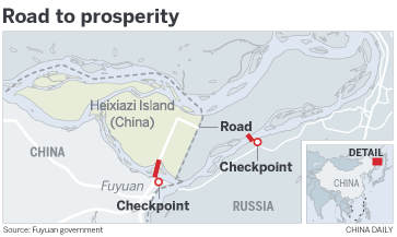 China, Russia eye crossings on border island