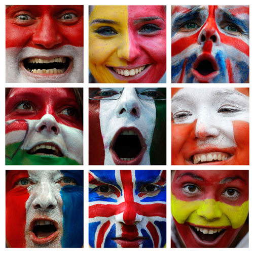 Painted faces of Olympic fans