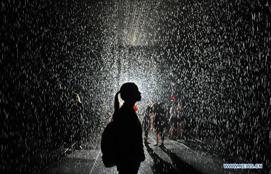 People experience 'Rain Room' art installation in New York