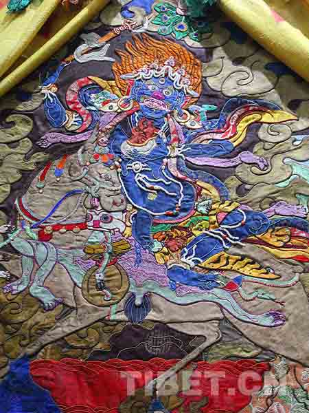 A glimpse of Thangka paintings on display in Lhasa