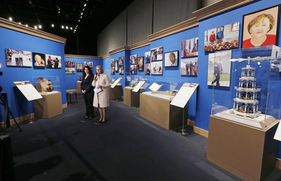 World leader portraits by Bush on display