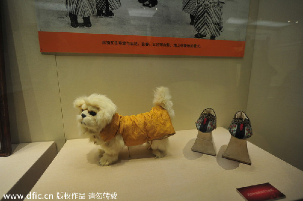 Clothing worn by Cixi's dog on display