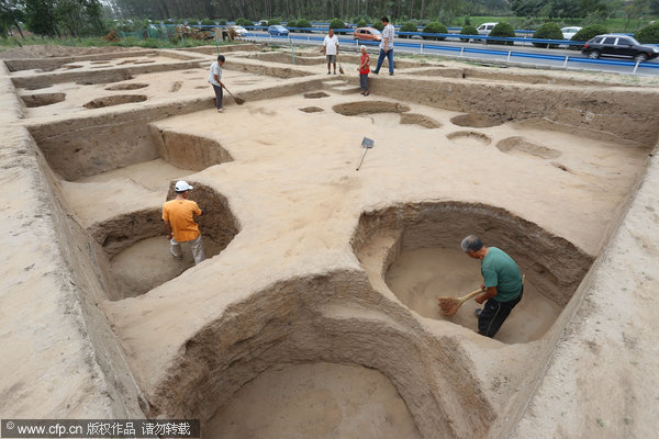 The site of the Shanggangyang site, discovered in Xiyang village in Henan province, Aug 22, 2014. [Photo/CFP]