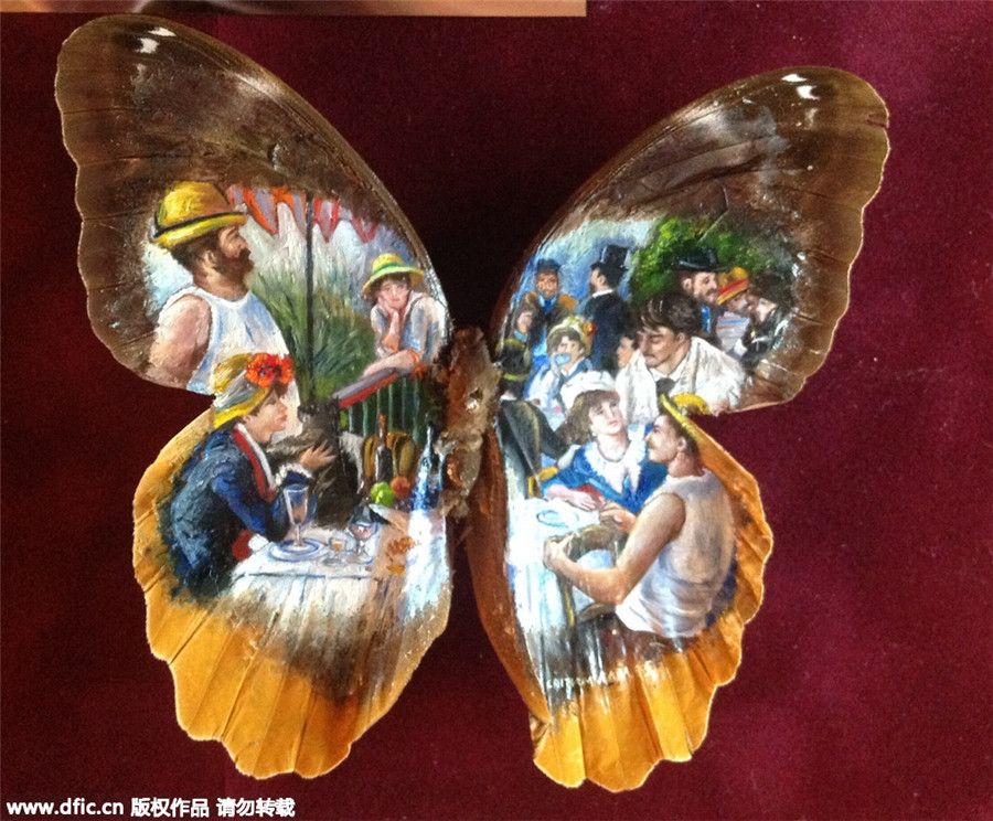 Painter uses butterfly wings as canvases