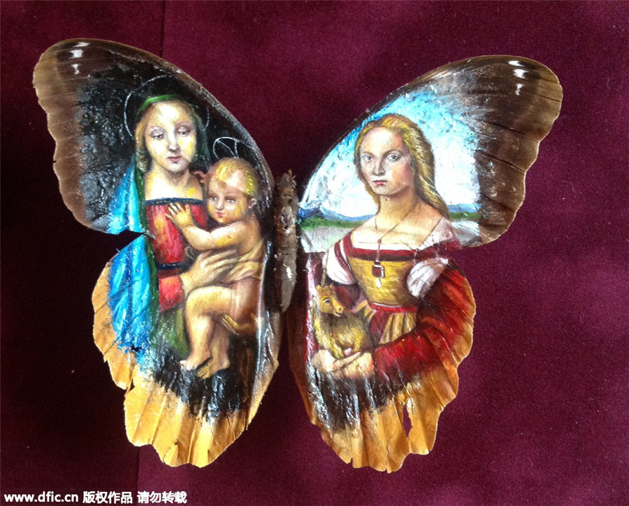 Painter uses butterfly wings as canvases