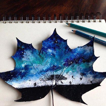 Painting on fallen leaves