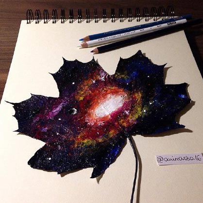 Painting on fallen leaves