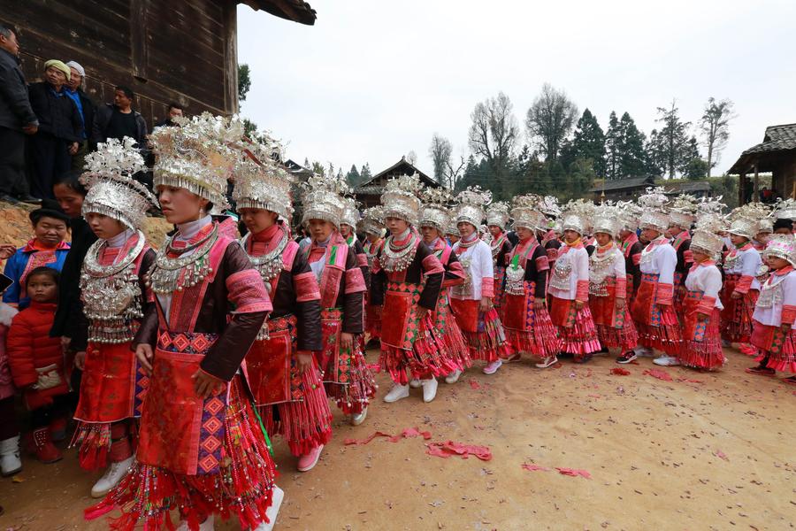 People of Miao ethnic group celebrate Spring Festival in SW China