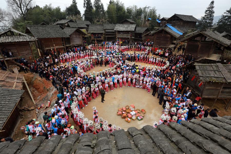 People of Miao ethnic group celebrate Spring Festival in SW China