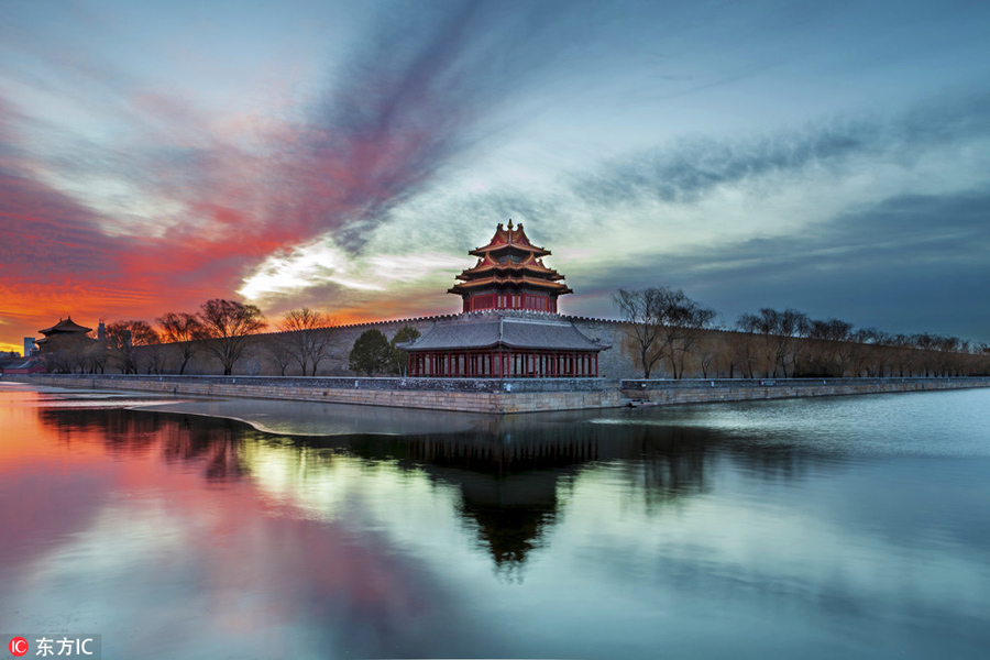 Winter light colors the Forbidden City
