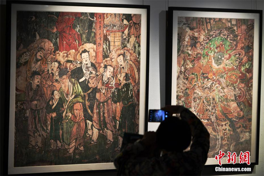 Restored frescos of Pilu Temple on display in North China