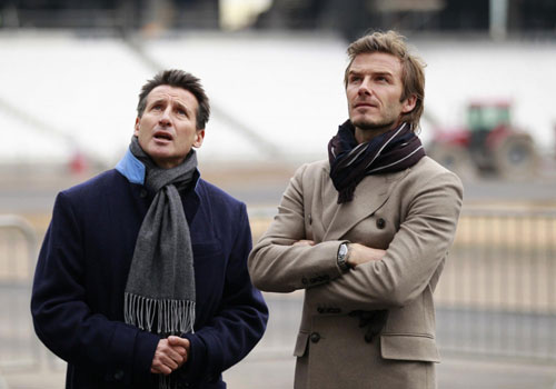 David Beckham visits main Olympic stadium in London