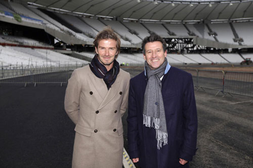 David Beckham visits main Olympic stadium in London