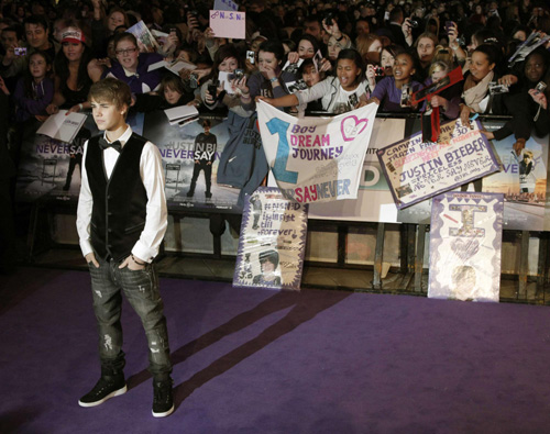 London premiere of film 'Justin Bieber: Never Say Never'