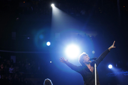 Jon Bon Jovi performs at a concert in Boston