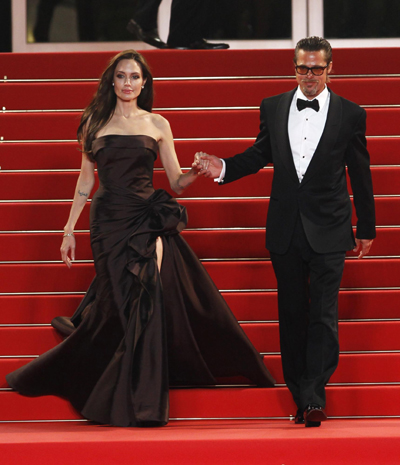 Pitt and Jolie at screening of film 'The Tree of Life' at 64th Cannes Film Festival