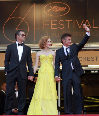 Pitt and Jolie at screening of film 'The Tree of Life' at 64th Cannes Film Festival