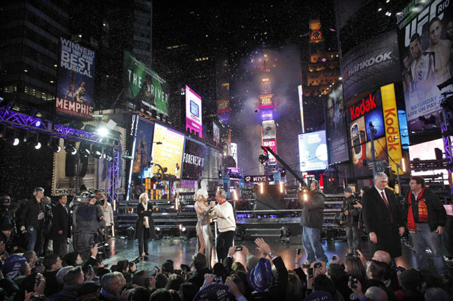 Lady Gaga performs during New Year's Eve celebrations in Times Square