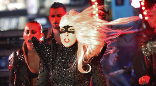 Lady Gaga performs during New Year's Eve celebrations in Times Square