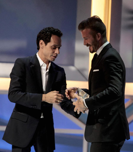 David Beckham receives award in Los Angeles